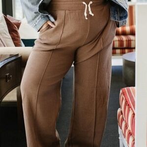 Ampersand Ave. 3xl Caramel Waffle Highwaisted Wide Leg Lounge Pants